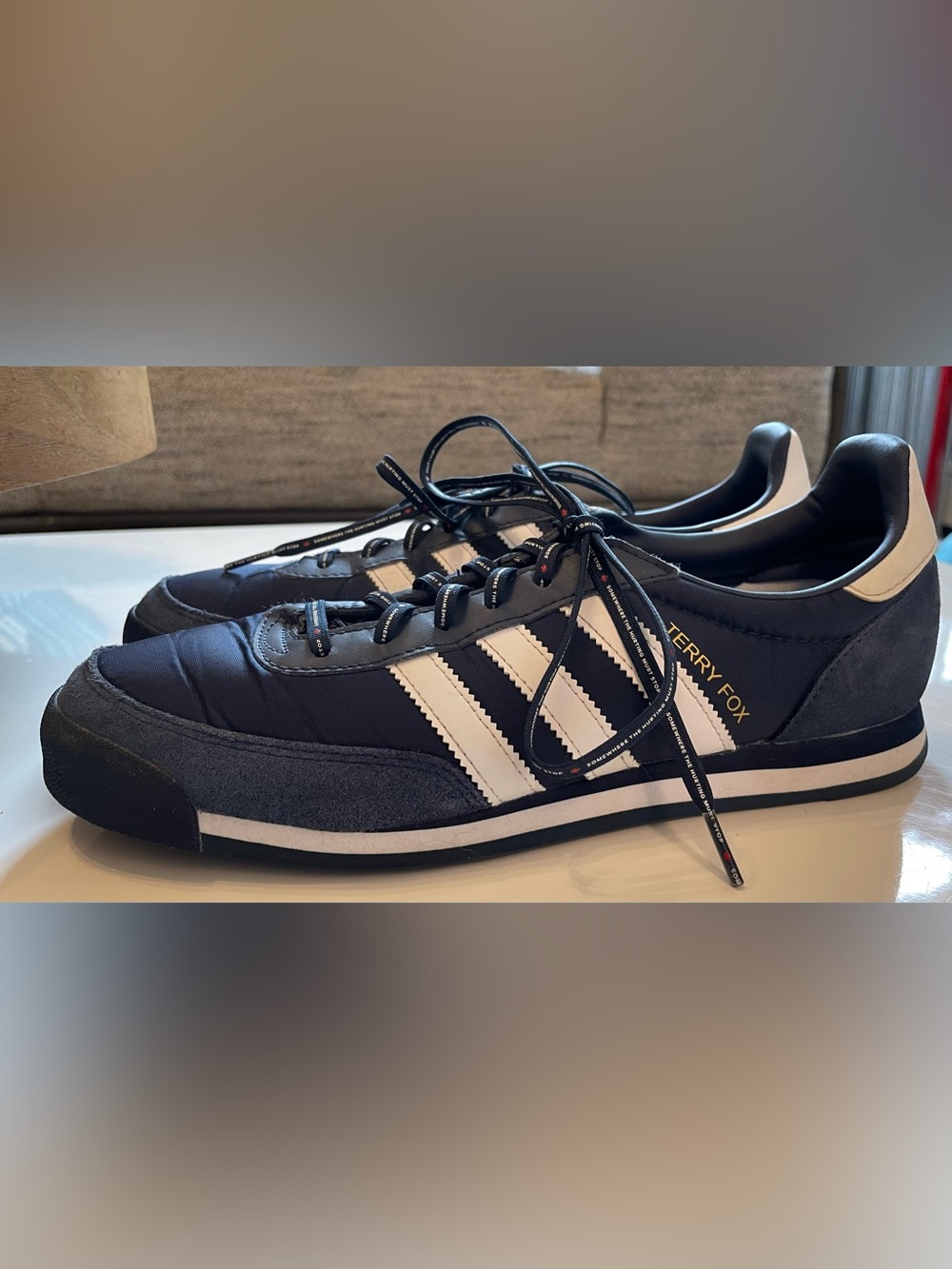 Limited edition Terry Fox adidas Navy and White Classic Lace-Up Sneakers